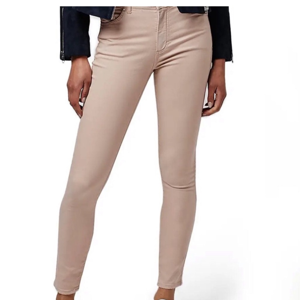 Topshop MOTO Leigh Skinny Jeans in Light Khaki